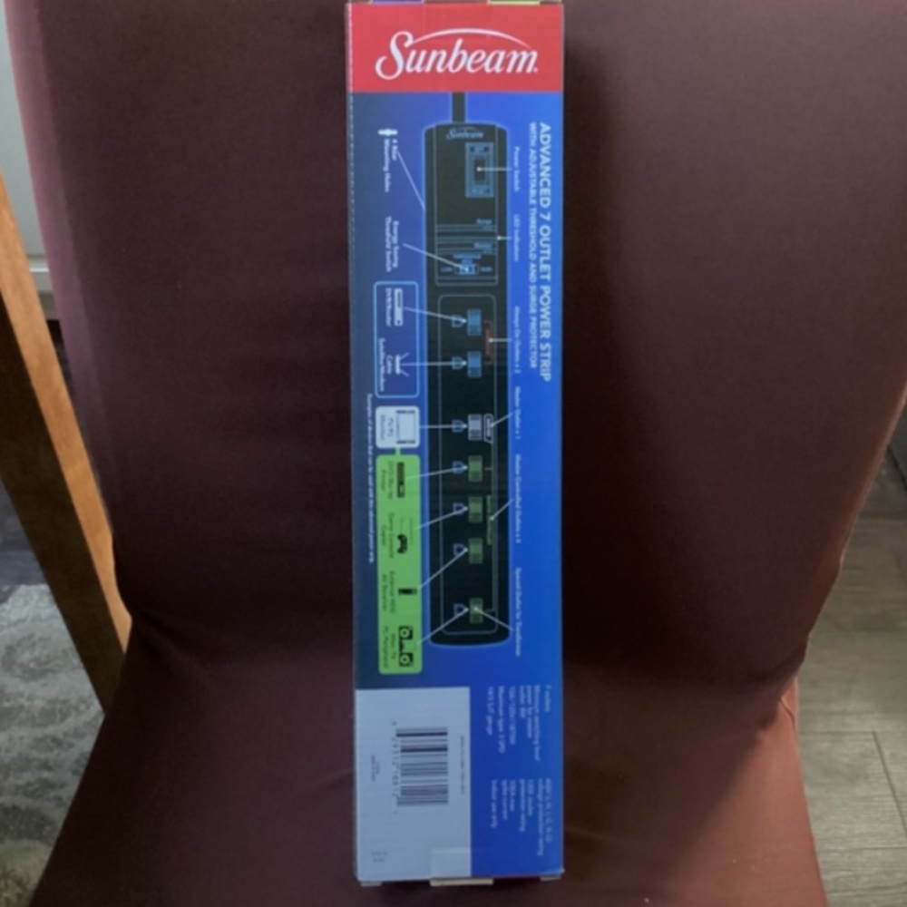 Sunbeam Advanced 7 Outlet Power Strip New In Box - Picture 4 of 7